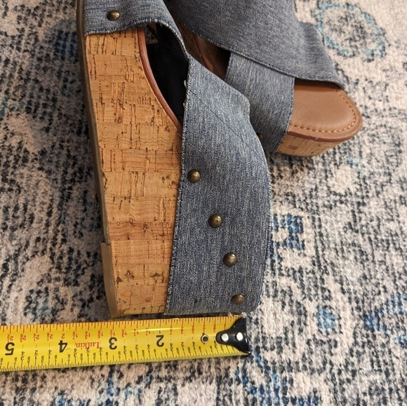 Crown Vintage blue wedge platform sandals size 6 - Picture 6 of 7